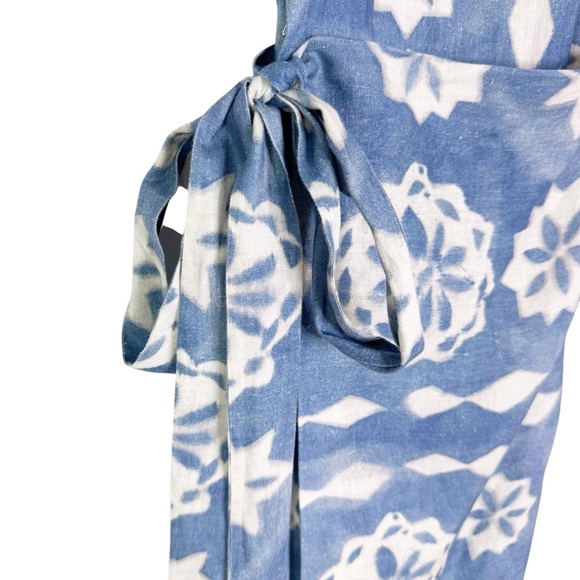 Rebecca Taylor Linen Paper Fleur Whisper Midi Dress Blue Size XS - Picture 11 of 14